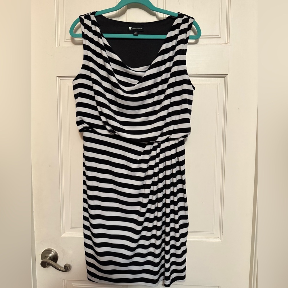 Valerie Bertinelli Black and White Striped Dress